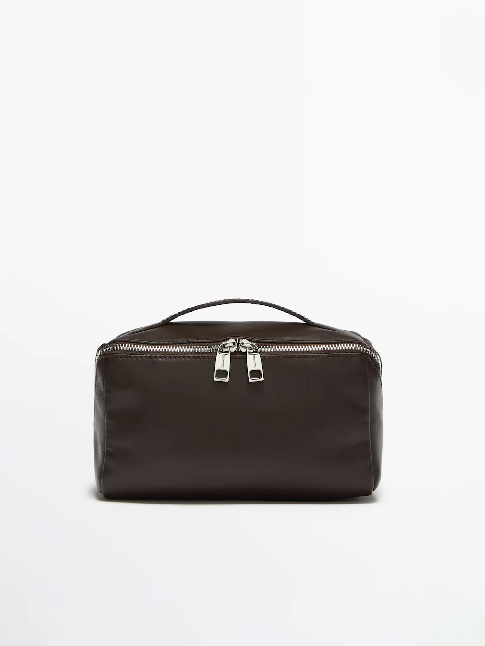 

Кожаная туалетная сумка с диагональной молнией Massimo Dutti, коричневый