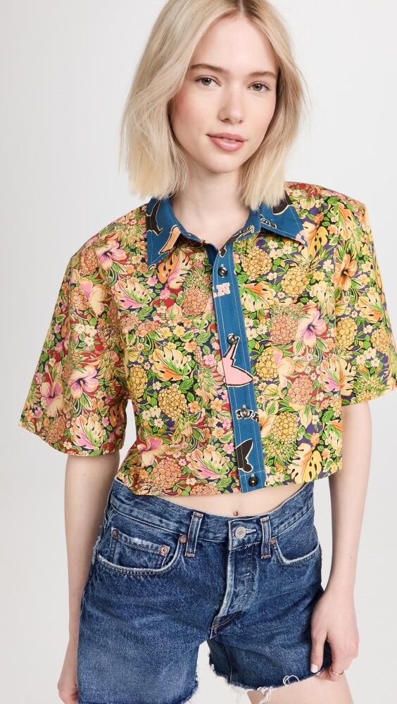 

Рубашка RE/DONE Oversized Crop, разноцветный
