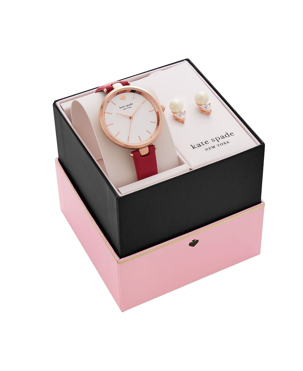 

Женские красные кожаные часы и серьги Holland, 34 мм kate spade new york, красный
