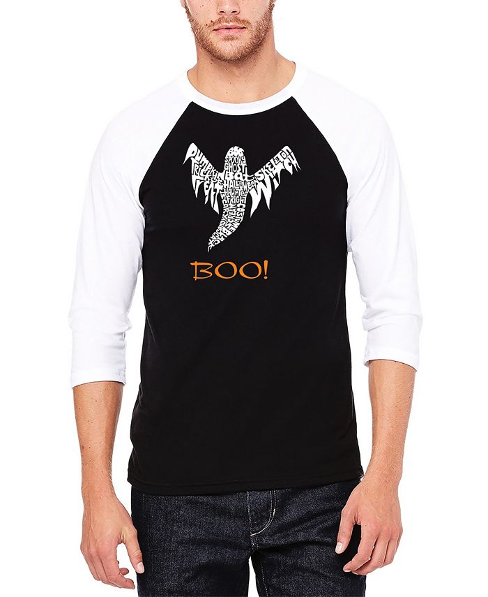 Мужская бейсбольная футболка с надписью «Хэллоуин Призрак реглан» LA Pop Art, черный кружка геннадий веселого хэллоуина