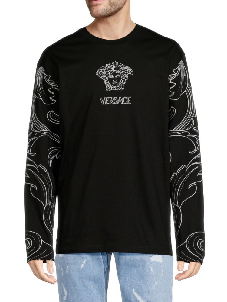 

Футболка с длинными рукавами и логотипом College Fit Versace, черный