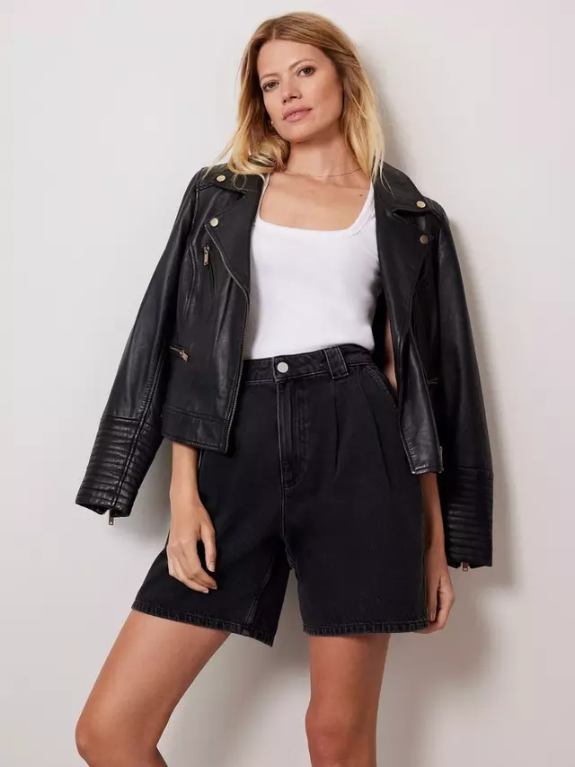 

Шорты Mint Velvet Pleated Denim, черный
