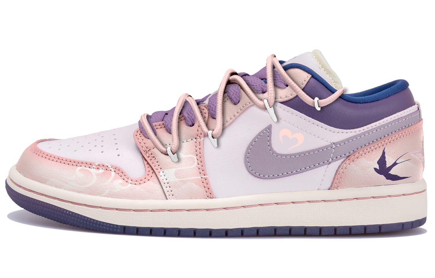 

Кроссовки Air Jordan 1 Vintage Basketball Shoes Women's Low-top Pink/Purple, фиолетовый