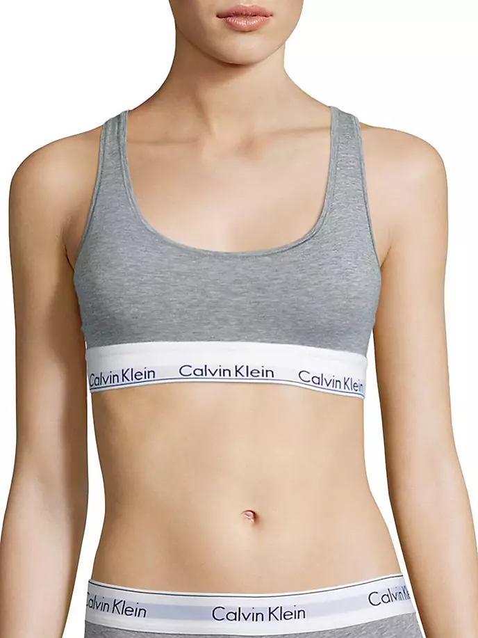 

Современный хлопковый бюстгальтер без косточек Calvin Klein, серый