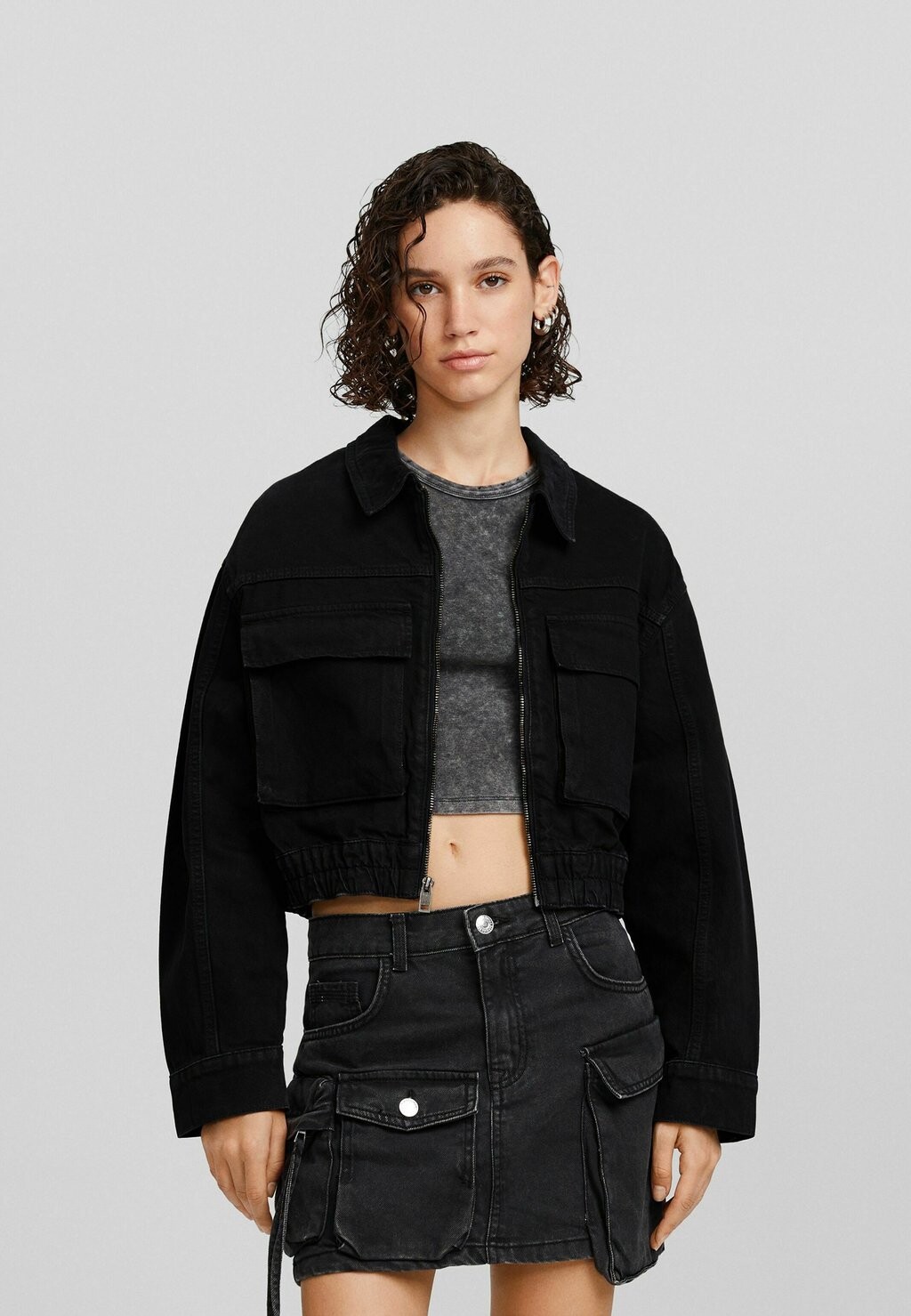 

Джинсовая куртка Bershka, черный