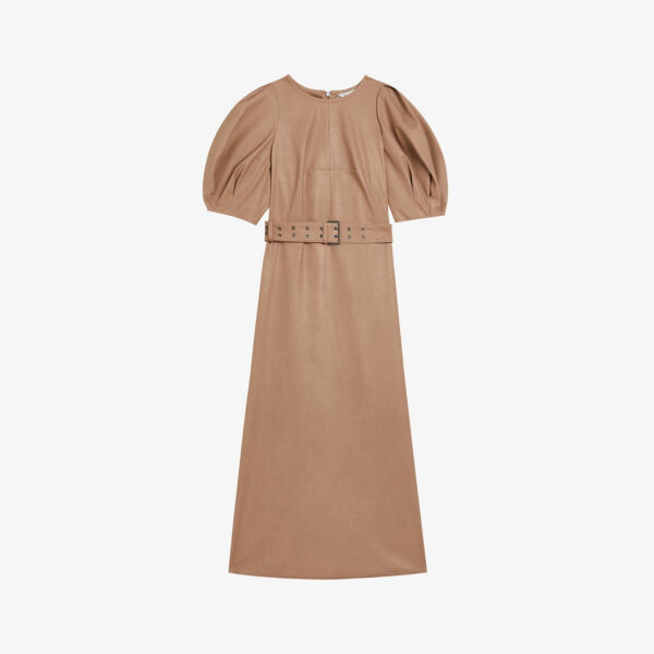 

Платье миди из искусственной кожи palowma с пышными рукавами Ted Baker, коричневый