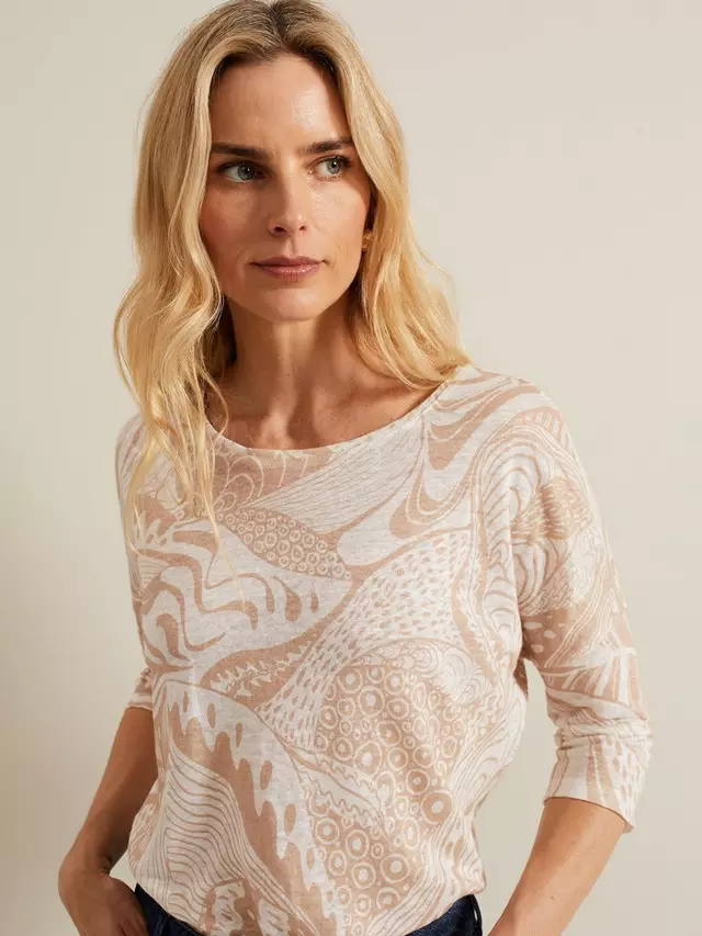 

Футболка Phase Eight Nori Abstract Print Linen, цвет stone/ivory