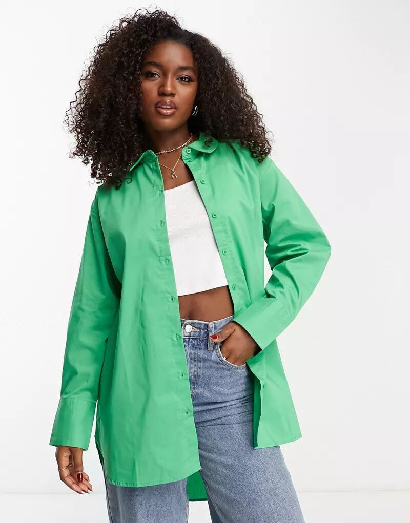 цена JDY – длинная рубашка оверсайз ярко-зеленого цвета