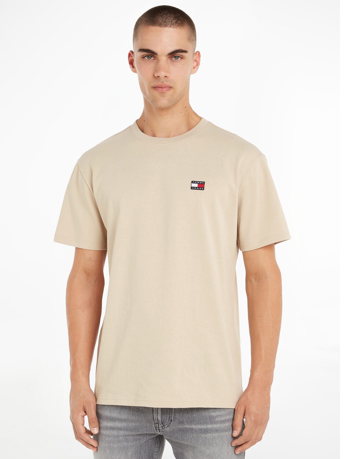 

Футболка с логотипом Tommy Jeans из органического хлопка, классический бежевый