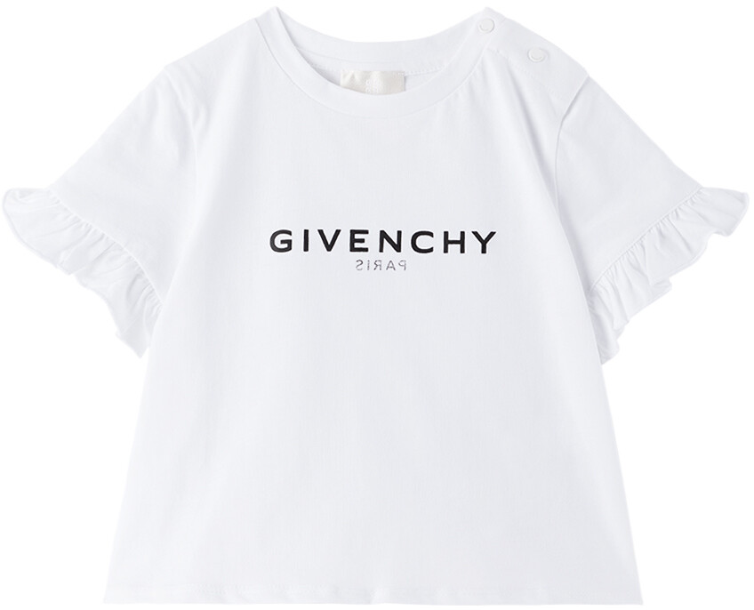 

Детская белая футболка с рюшами Белая Givenchy