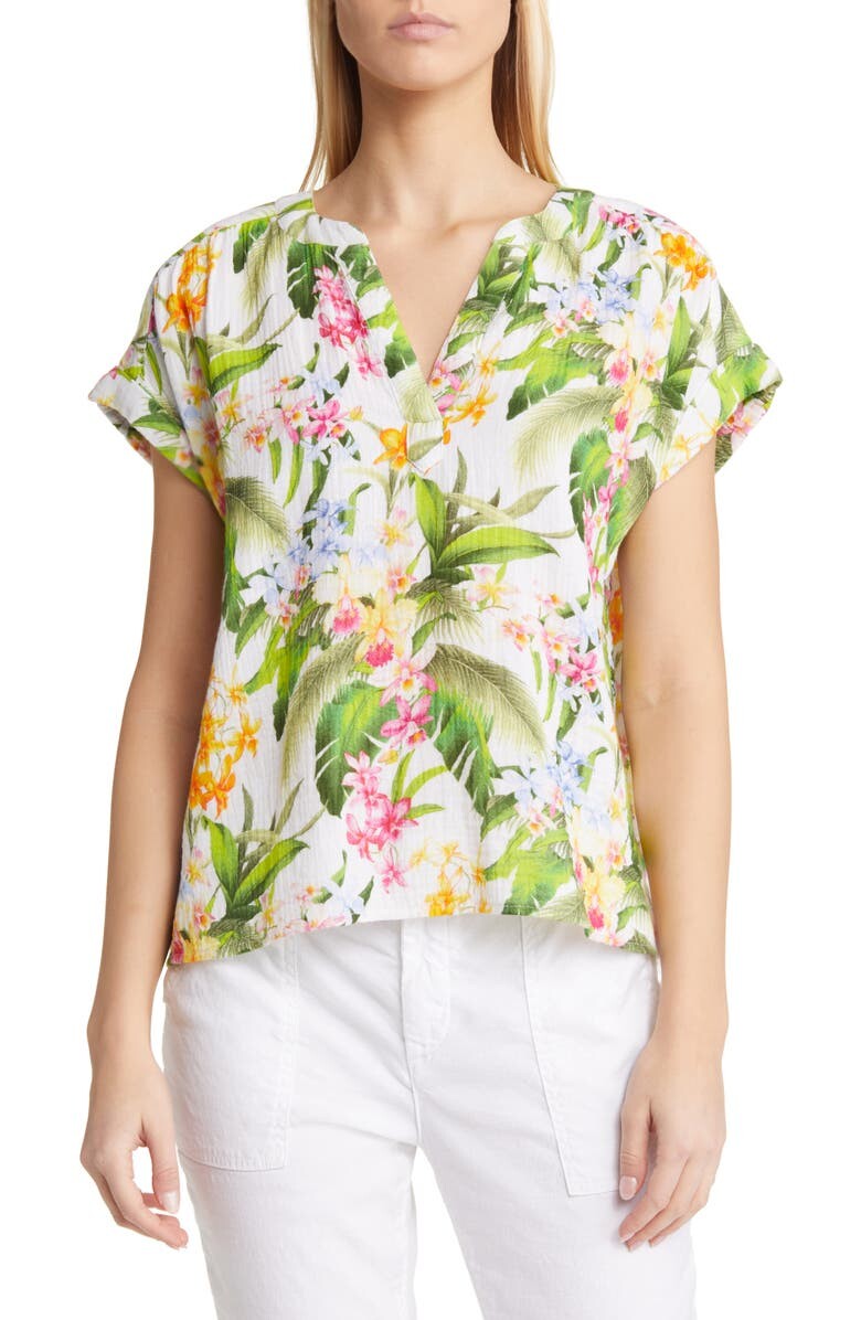 

Хлопковая газовая блуза Breezy Blooms TOMMY BAHAMA, белый