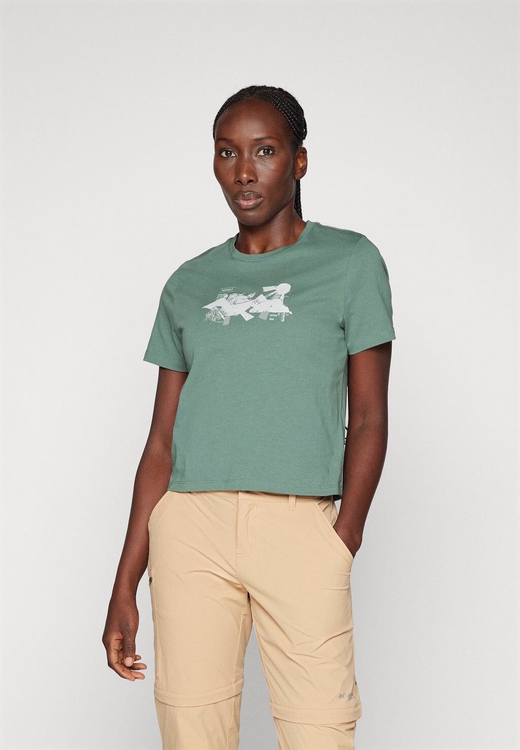 

Футболка с принтом MASSONE CROPPED WOMEN ROCKS Mammut, цвет dark jade