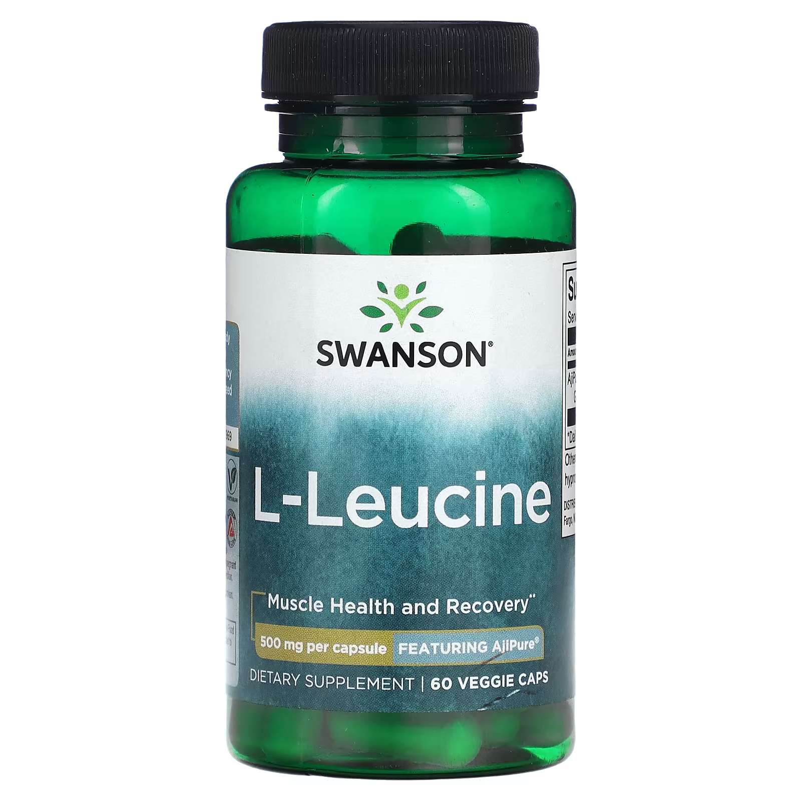L-лейцин Swanson 500 мг, 60 растительных капсул swanson l серин 500 мг 60 растительных капсул