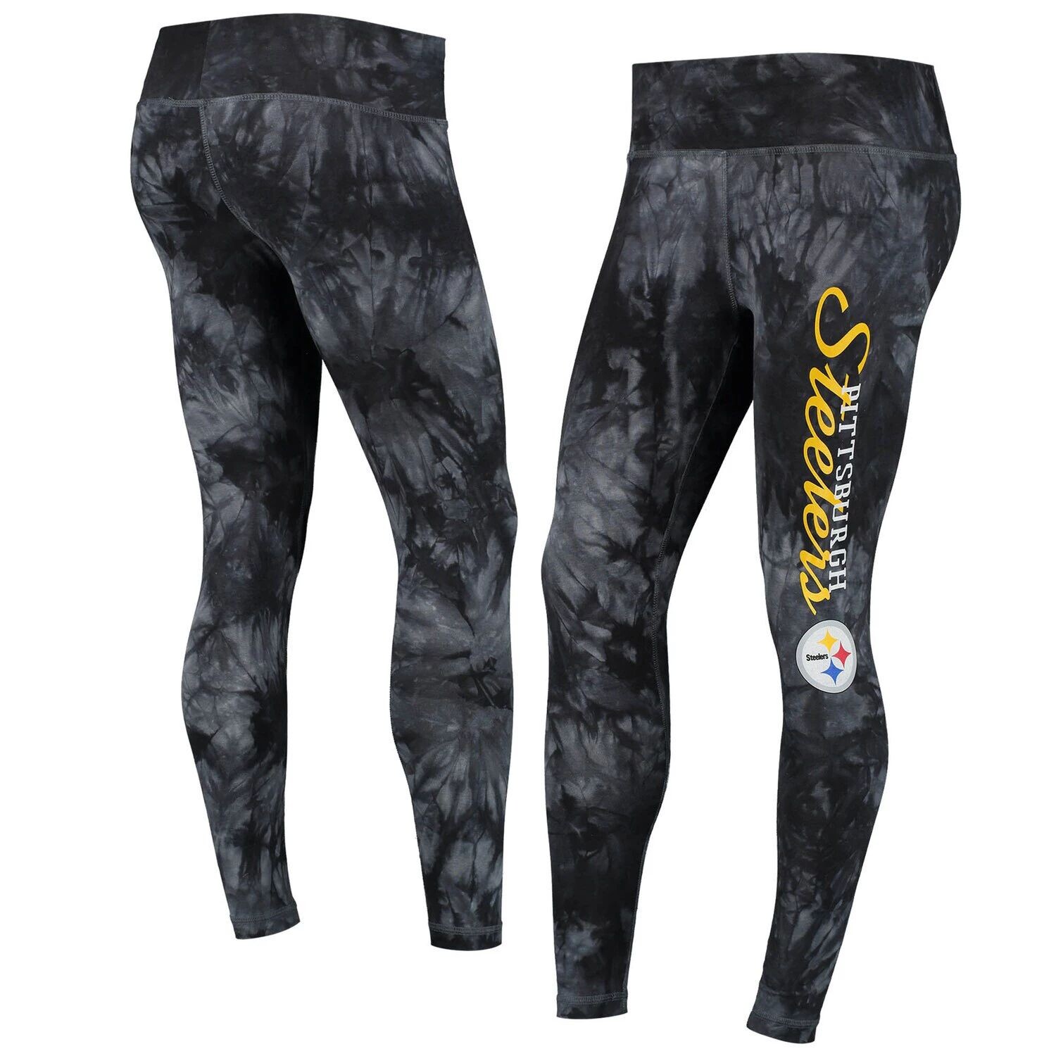 

Женские спортивные леггинсы Concepts, черные леггинсы Pittsburgh Steelers Burst Tie Dye