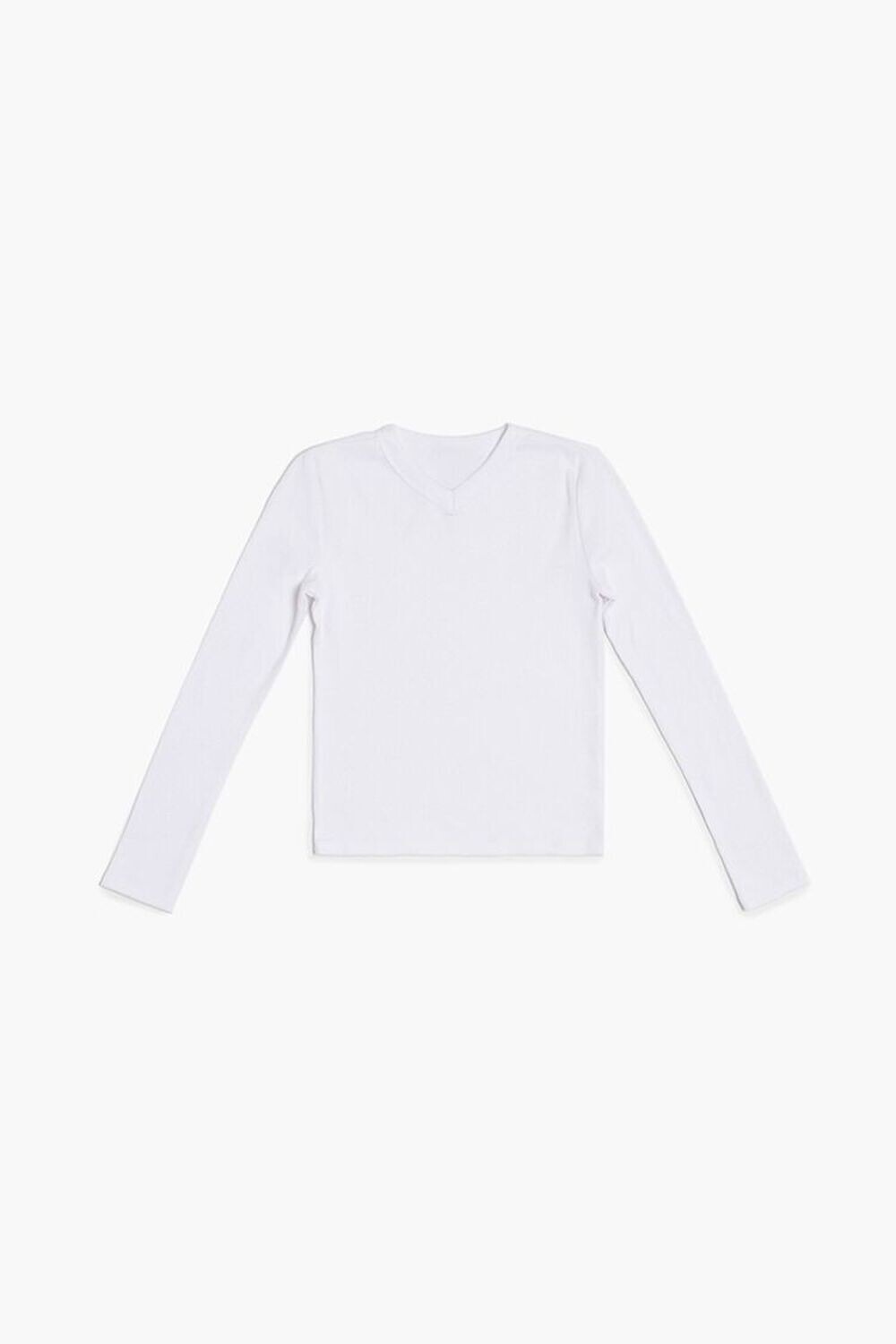 

Футболка с длинными рукавами и v-образным вырезом для девочек Forever 21, белый