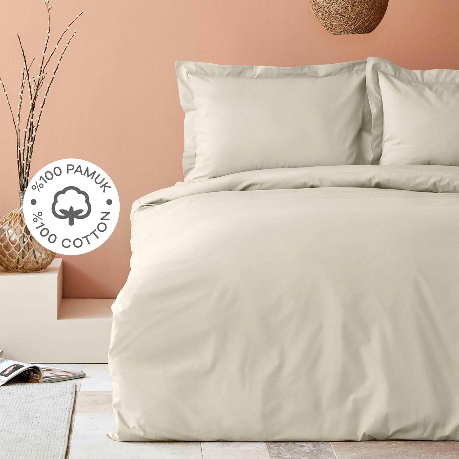

Karaca Home Back To Basic Бежевый Комплект постельного белья из 100 % хлопка