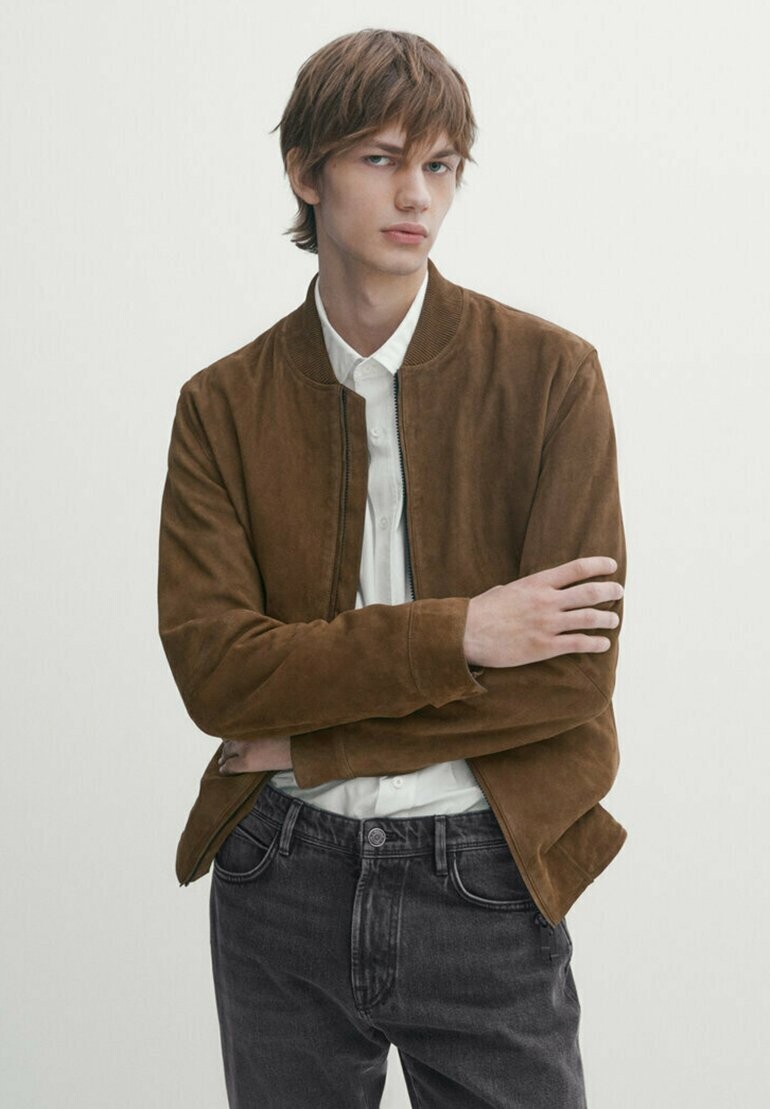 

Куртка-бомбер With Pockets Massimo Dutti, цвет camel