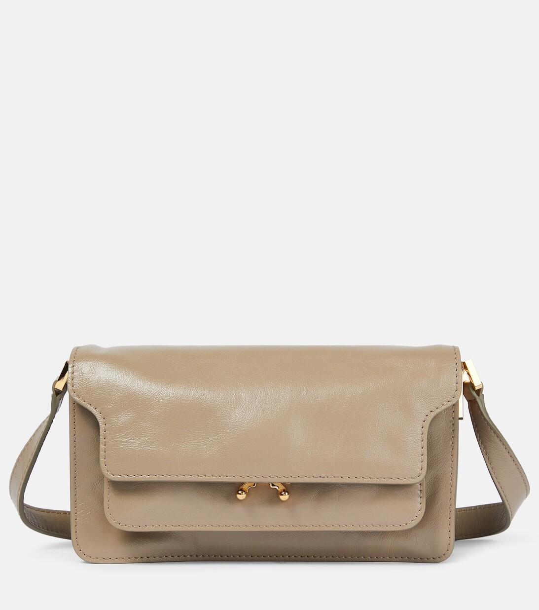 

Кожаная сумка через плечо Trunk Soft E/W Marni, коричневый