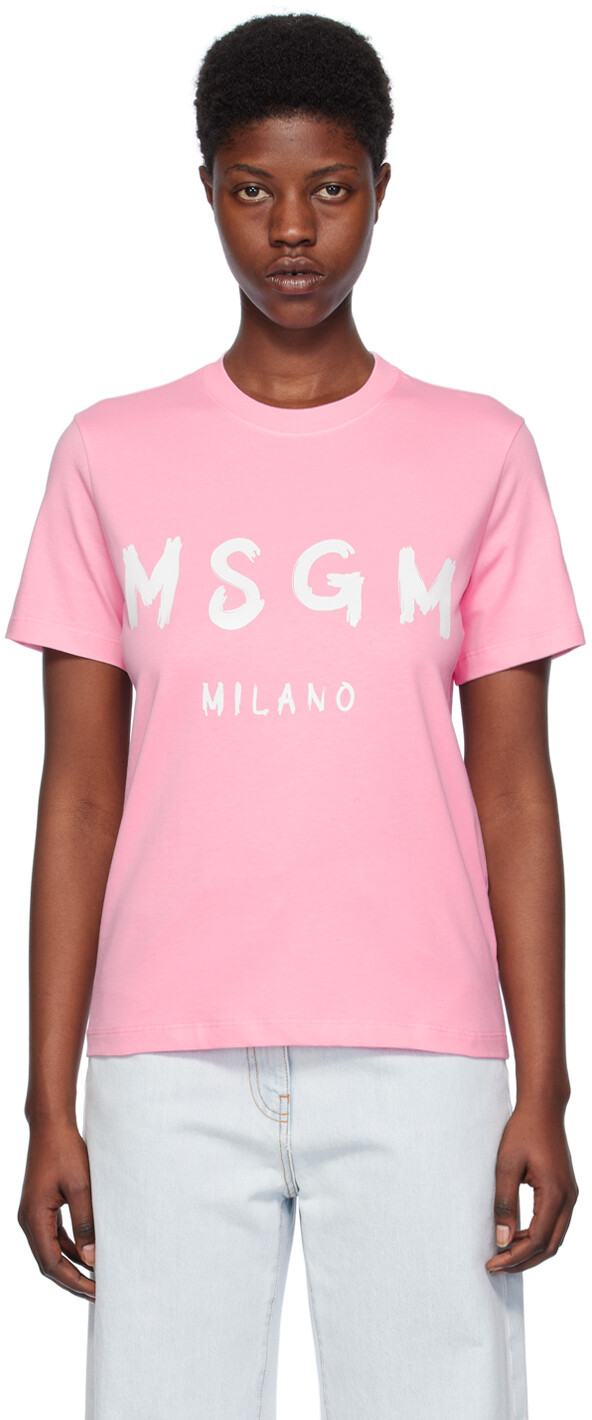 

Розовая однотонная футболка Msgm
