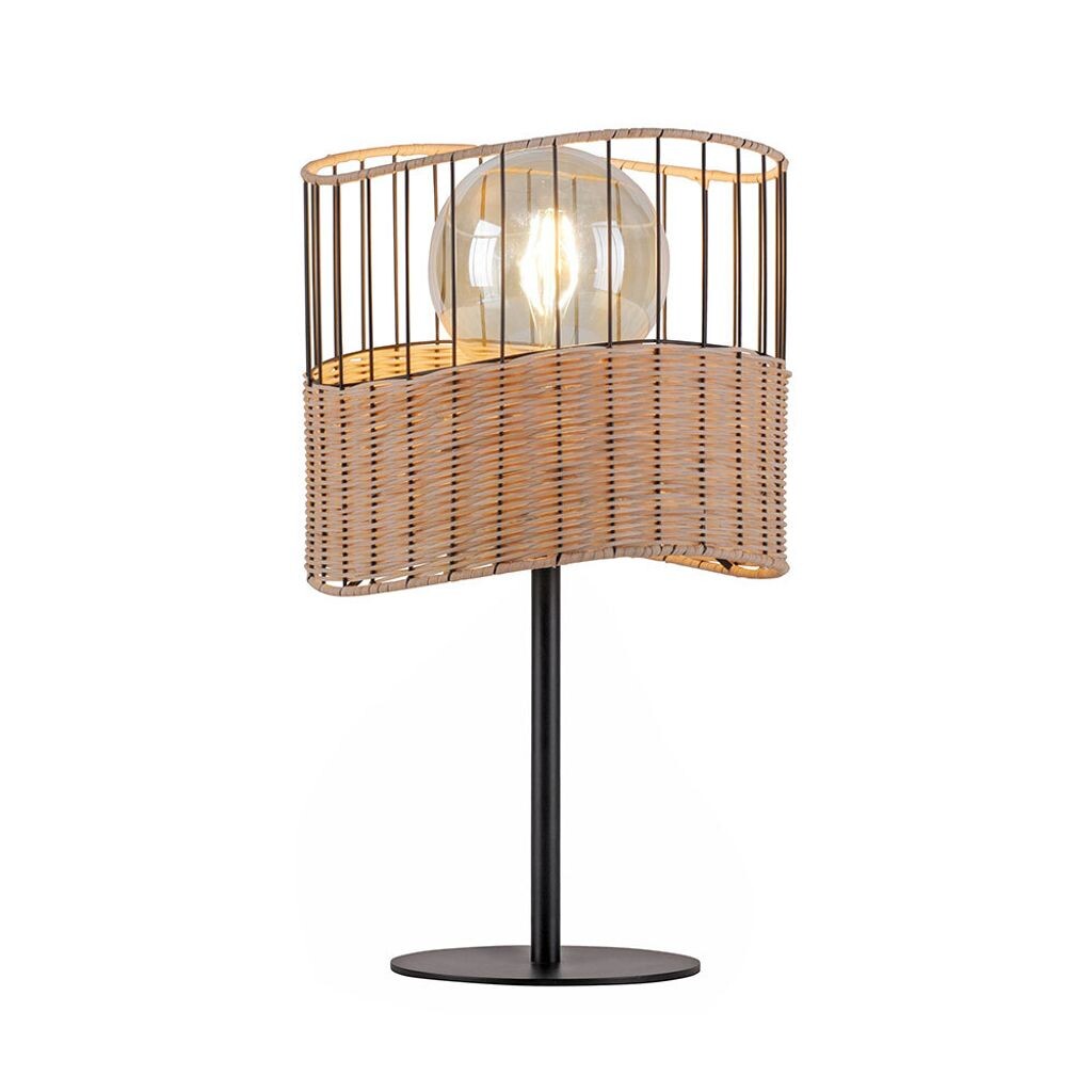 

Лампа настольная, металл, черный, деревянная сетка, E27, H 42 см JUST LIGHT