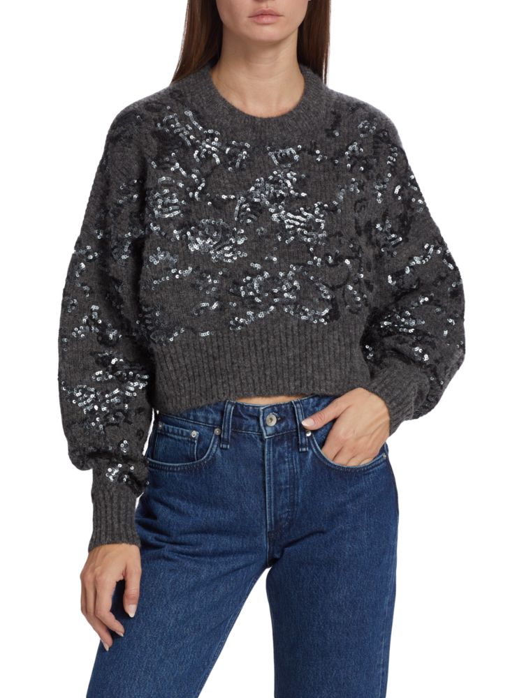 Укороченный свитер Liza с пайетками Rag & Bone, темно-серый