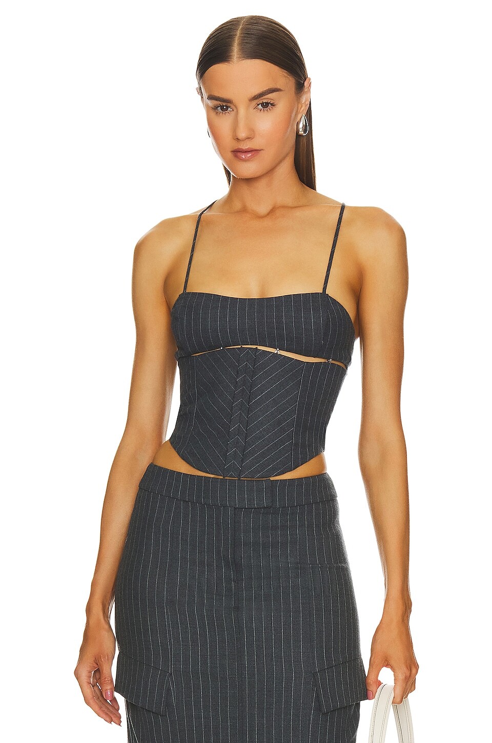 Топ Bec + Bridge Pine Corset, цвет Charcoal Pinstripe