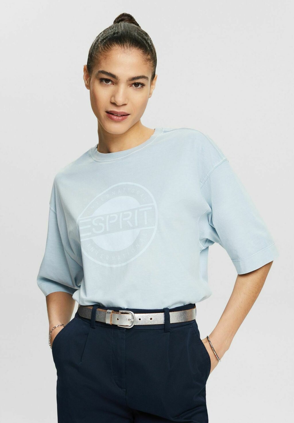 

Футболка с принтом LOGO AUS Esprit, светло-синий