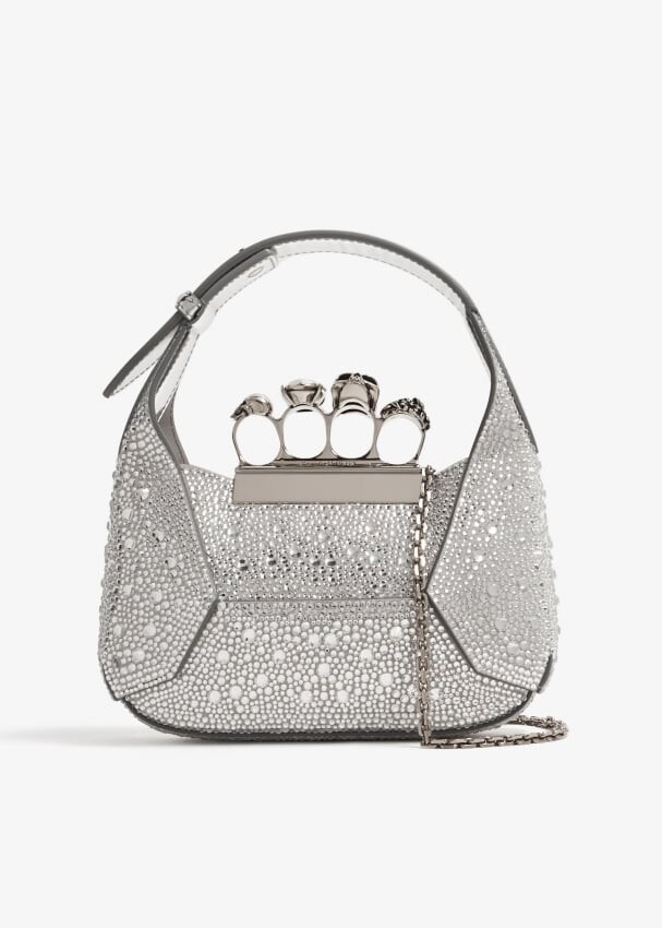 

Сумка Alexander Mcqueen Jewelled Mini Hobo, серебряный