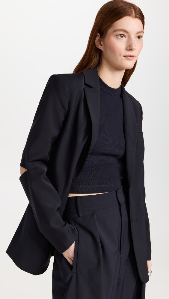 

Блейзер Tibi Tropical Wool Cutout Sleeve Marlon, нави