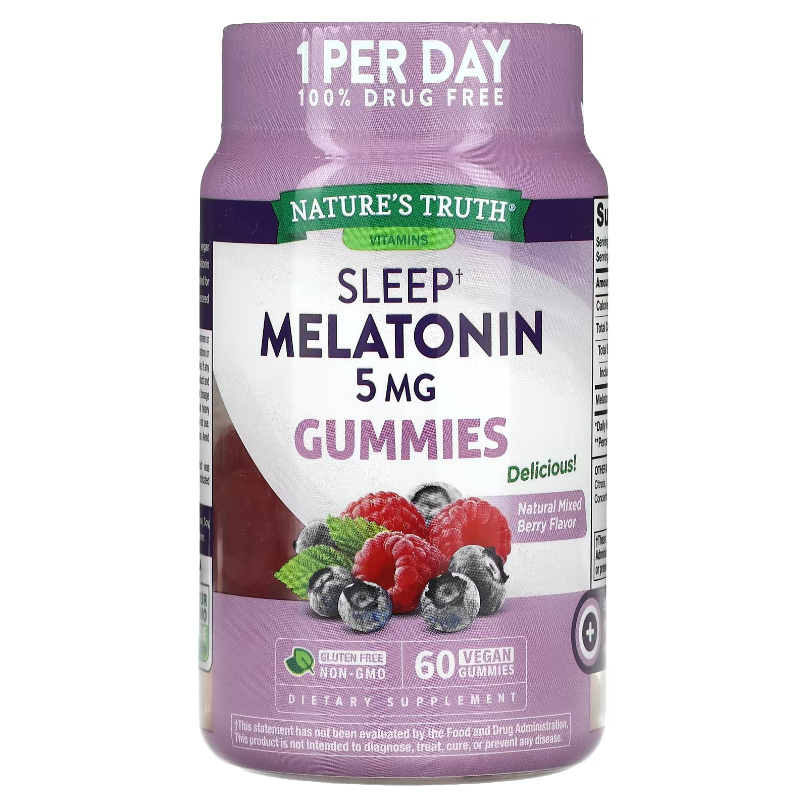 Мелатонин Nature's Truth Sleep смесь ягод, 60 веганских жевательных конфет nature s truth мелатонин для сна ягодное ассорти 5 мг 60 веганских жевательных мармеладок