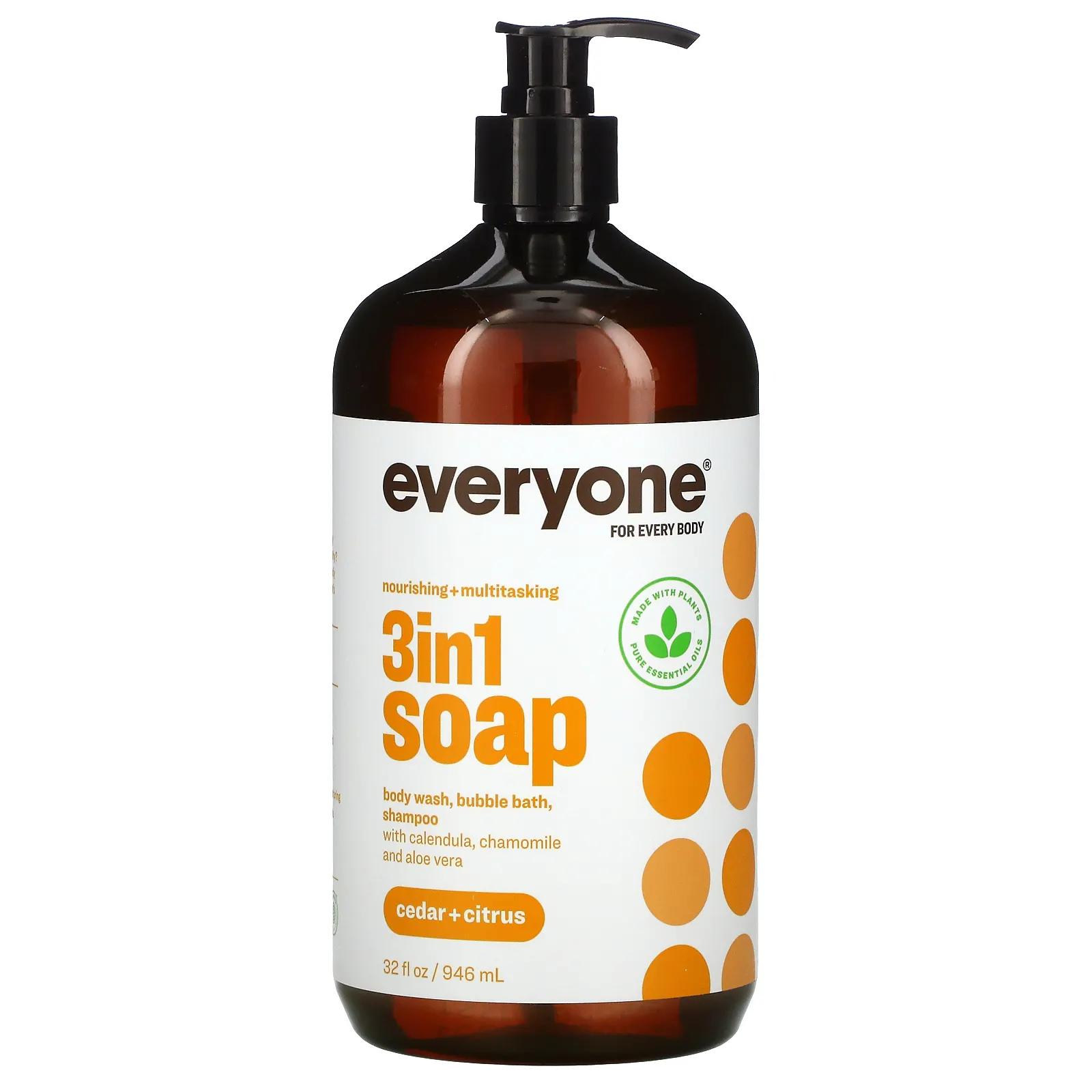 цена EO Products Жидкое мыло Everyone Soap for Every Man Кедр + цитрус 32 fl oz (960 мл)