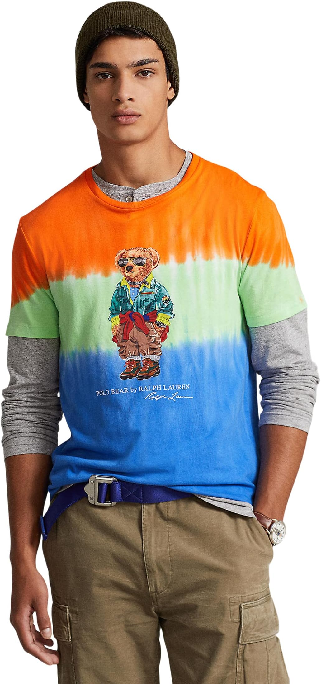 Классическая футболка-поло Bear с принтом тай-дай Polo Ralph Lauren, цвет Cr22 Sapphire Star Multicolor Bear