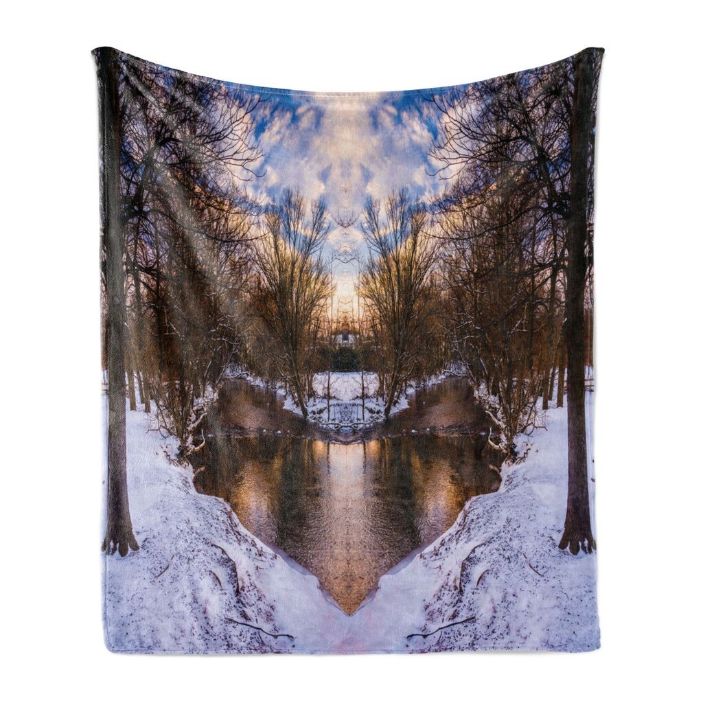 Мягкое фланелевое флисовое одеяло ABAKUHAUS Landscape, Snowy Winter ...
