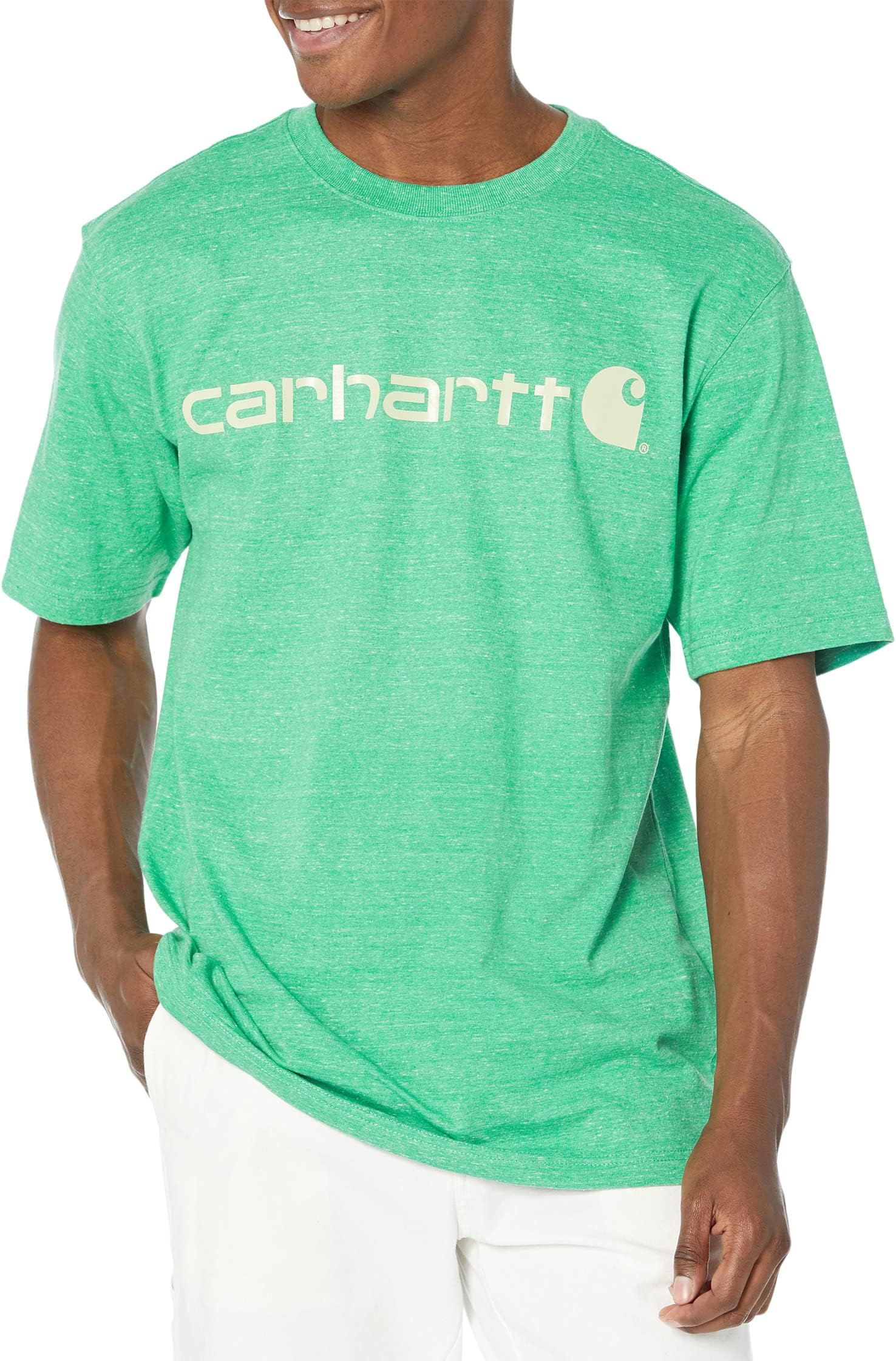 Футболка с фирменным логотипом (S/S) Carhartt, цвет Malachite Snow Heather футболка с фирменным логотипом s s carhartt цвет marmalade heather