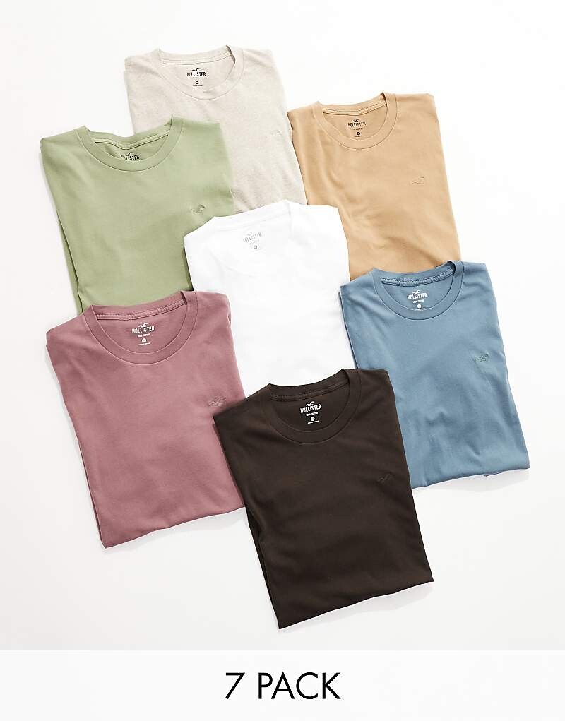 

Футболка с логотипом Hollister 7 Pack белого/черного/серого/синего/зеленого/фиолетового/коричневого цвета