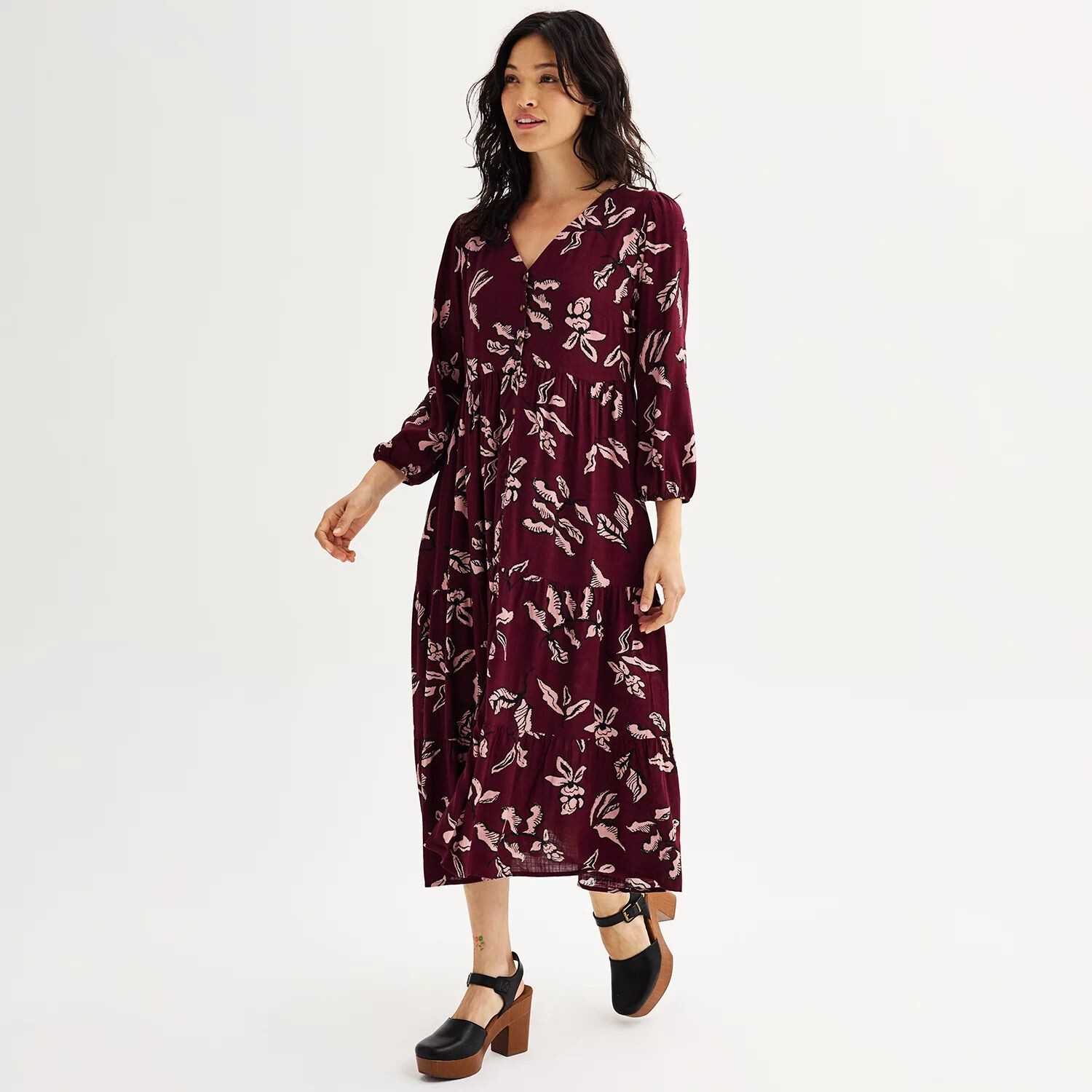 

Платье Petite Sonoma Goods For Life с рукавами 3/4 и пуговицами спереди Sonoma Goods For Life