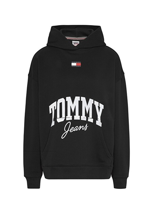 

Черная женская толстовка с воротником с капюшоном и принтом Tommy Jeans, Черный