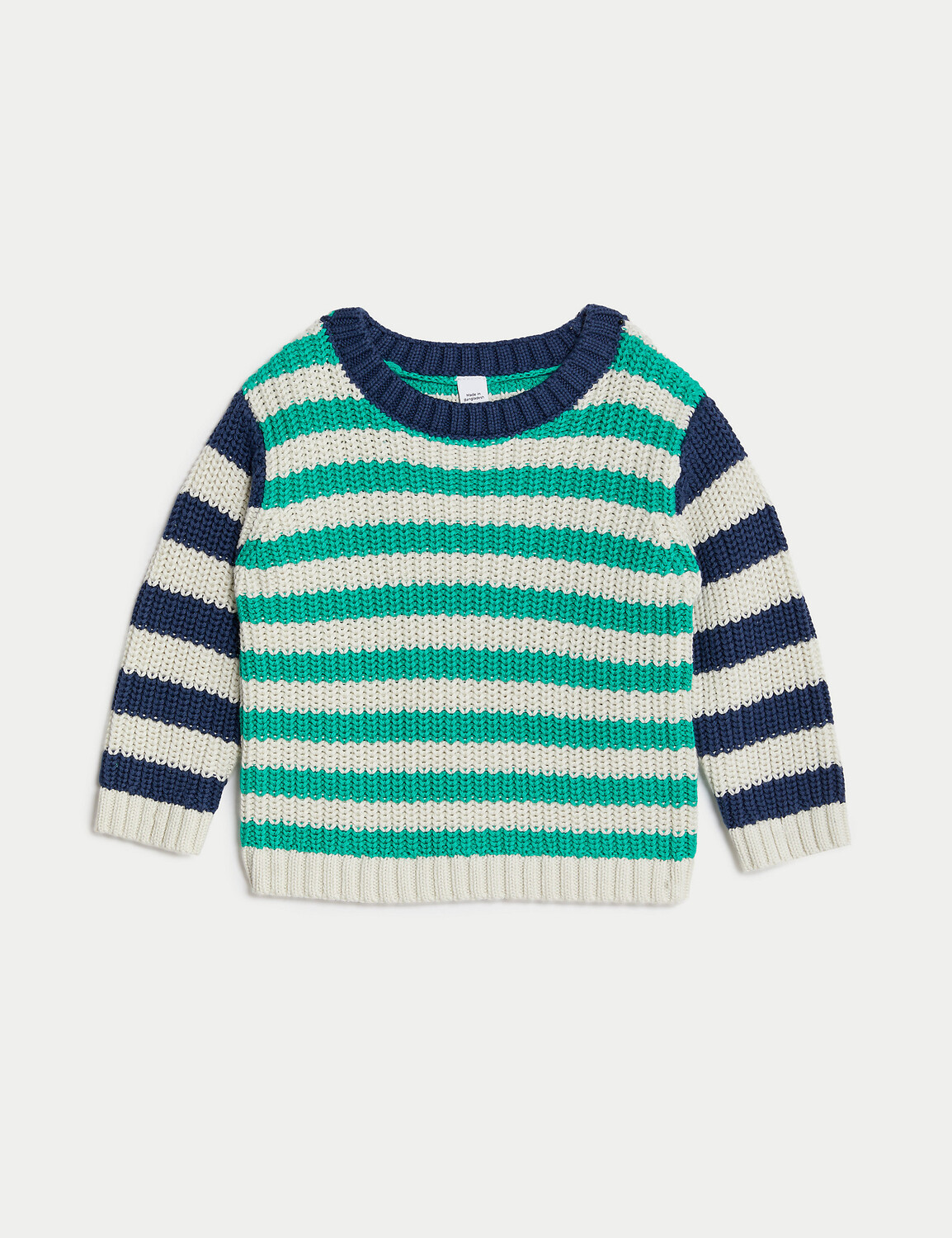 

Полосатый джемпер из чистого хлопка (0–3 года) Marks & Spencer, мята