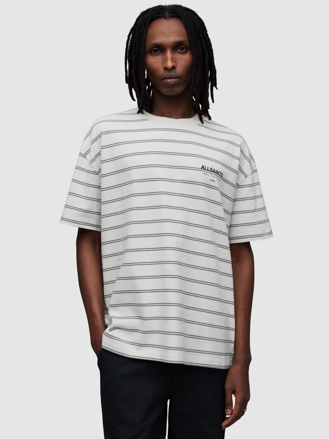 

Футболка AllSaints Underground Stripe, Серый/Мульти
