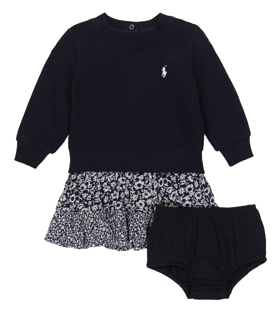 

Комплект из детского платья и шароваров из смесового хлопка Polo Ralph Lauren, синий