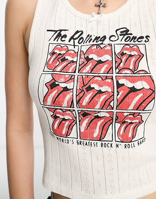 

Белый жилет с пуантами Bershka Rolling Stones