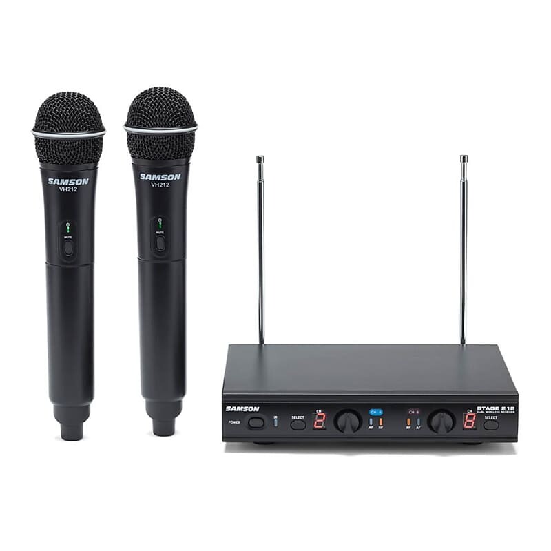 Микрофон Samson SWS212HH-E Stage 212 Dual Frequncy Wireless Handheld Microphone System - E Band (173-198 MHz) 75khz professional wireless microphone system dual handheld microphone 2 channels karaoke stage