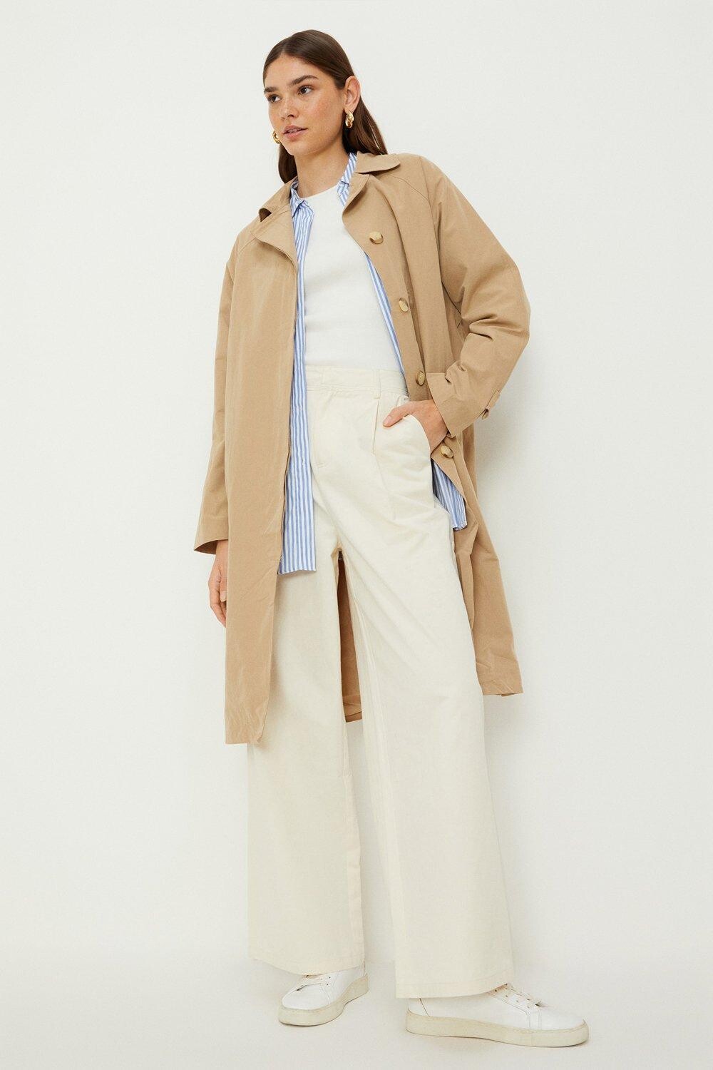 

Однобортный тренч Dorothy Perkins, белый
