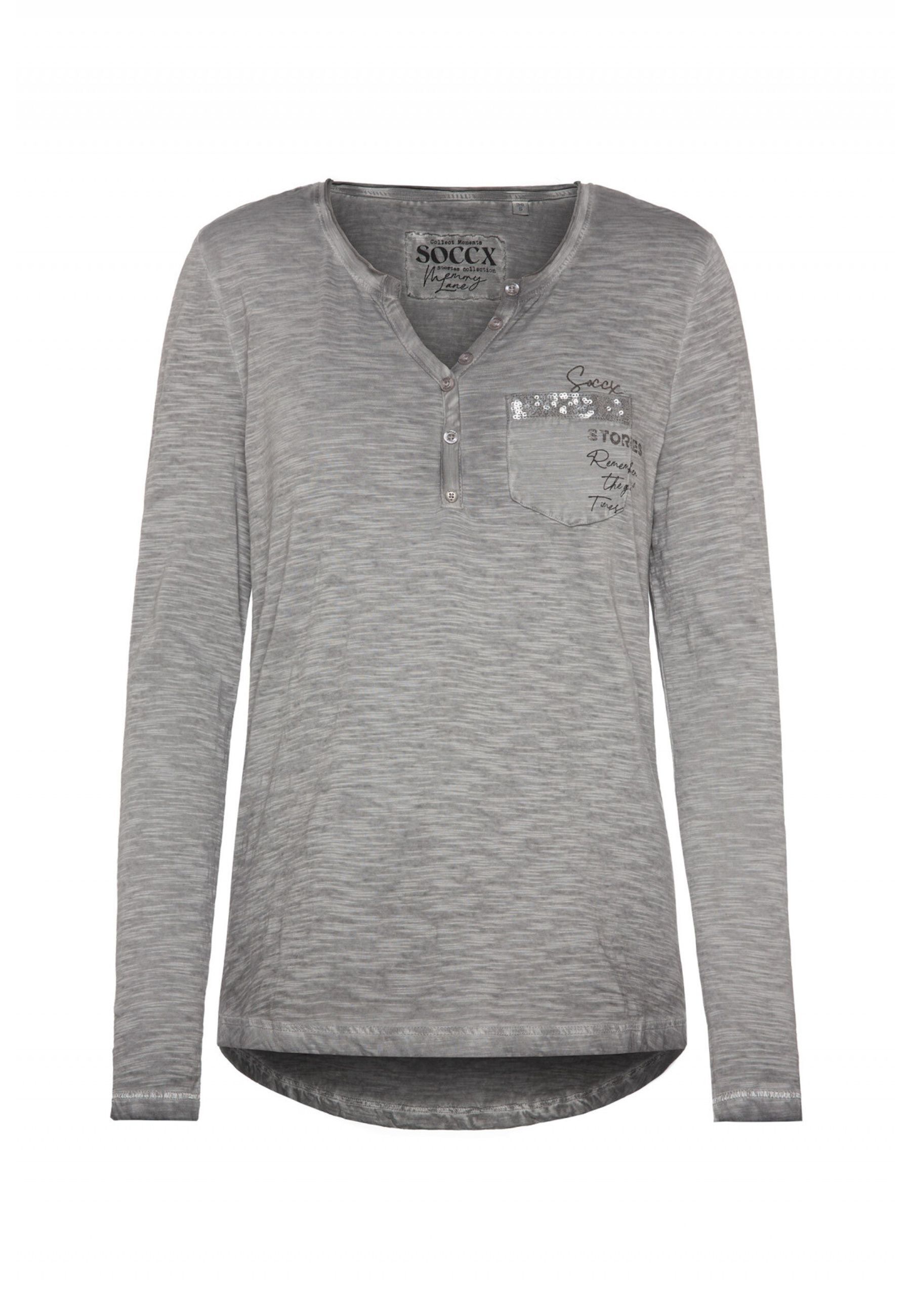 Рубашка soccx Henley Shirt 'Memory Lane', серый цена и фото