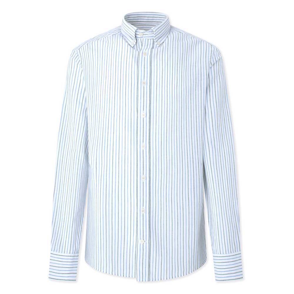 Рубашка с длинным рукавом Hackett Mel Cot Linen Stripe, синий
