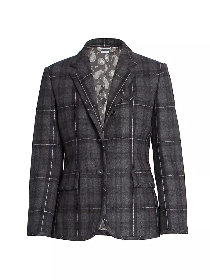 

Классическое спортивное пальто из фланели в клетку Thom Browne, цвет charcoal