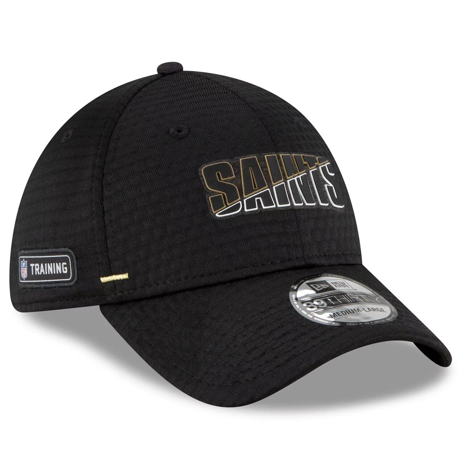 

Мужская черная мужская кепка New Era New Orleans Saints 2020 NFL Summer Sideline Official 39THIRTY Flex Hat