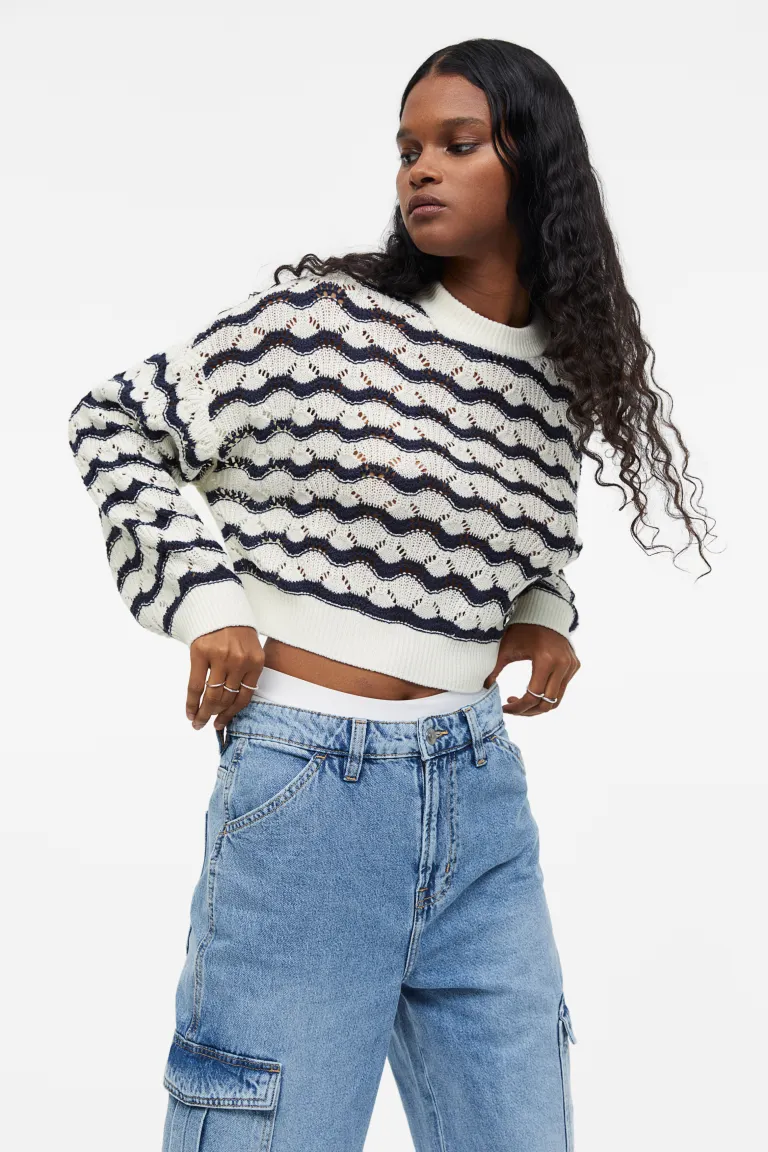 

Свитер ажурной вязки H&M, бежевый