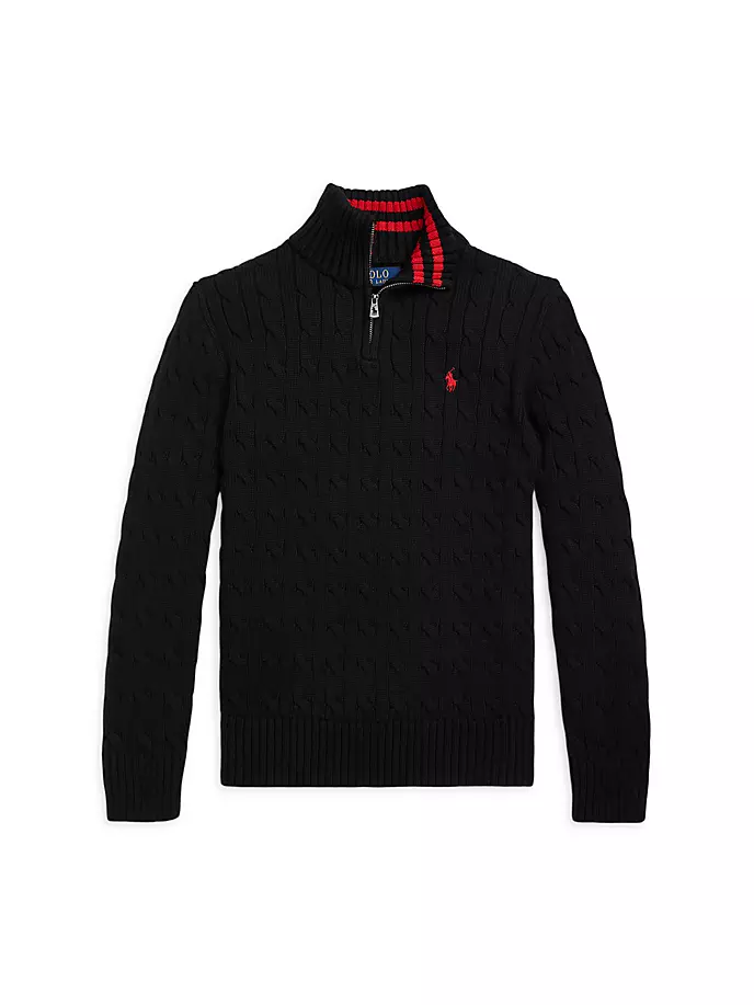 

Свитер вязанной косой пони Little Boy's & Boy's Polo Polo Ralph Lauren, черный