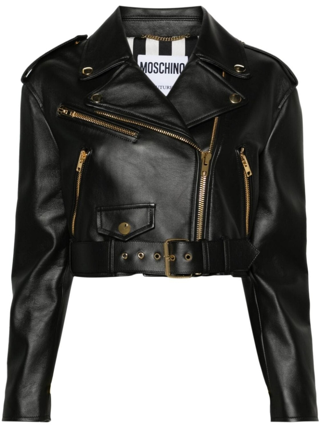 

Moschino укороченная байкерская куртка, черный